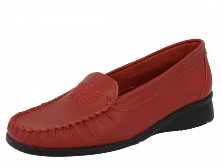 Mocassin GERVAISE Rouge Broderie Rouge