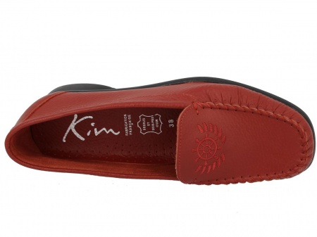 Mocassin GERVAISE Rouge Broderie Rouge
